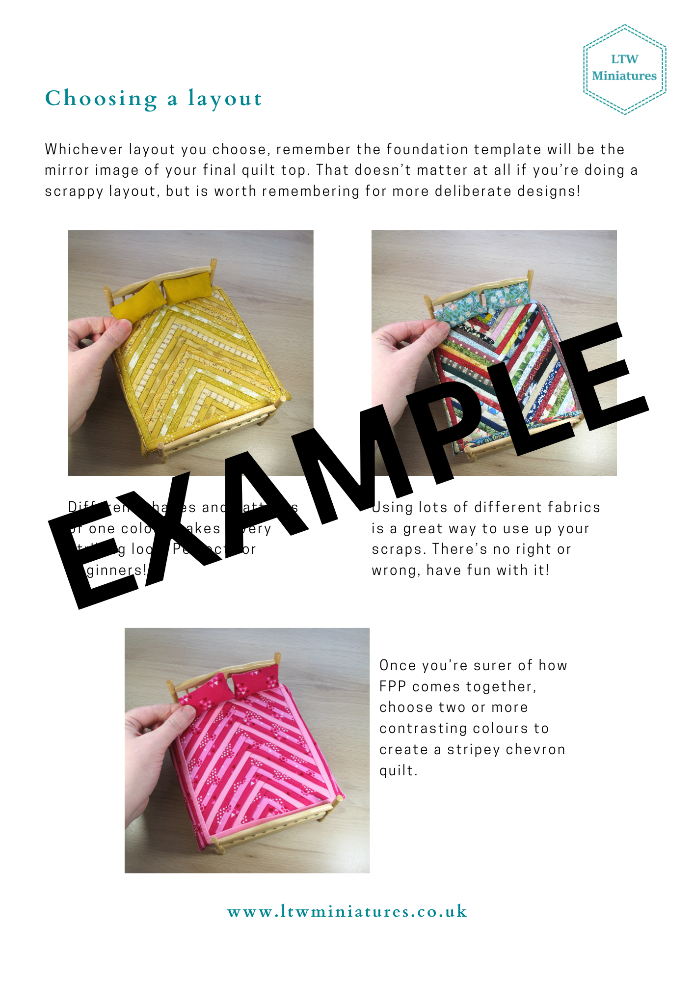Mustard Yellow Chevron 1:12 Mini Quilt Kit