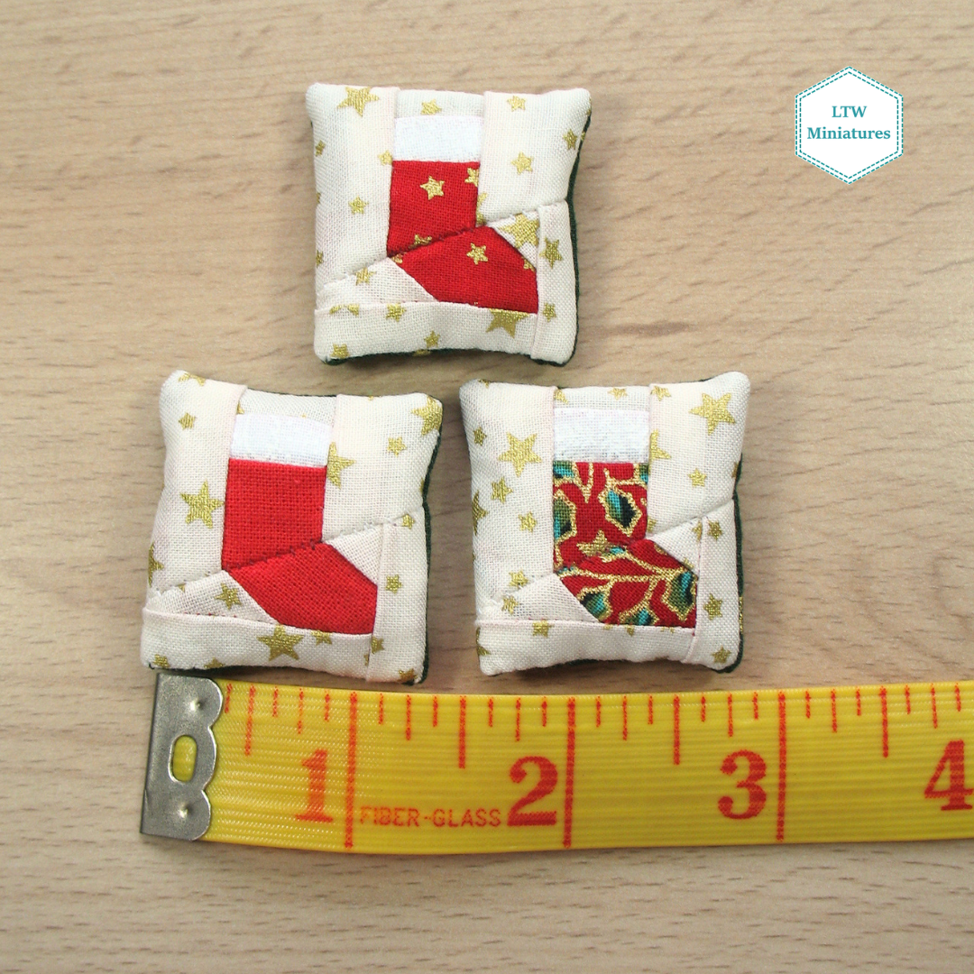 Christmas Stocking Patchwork Cushion for 1:12 Dollhouse