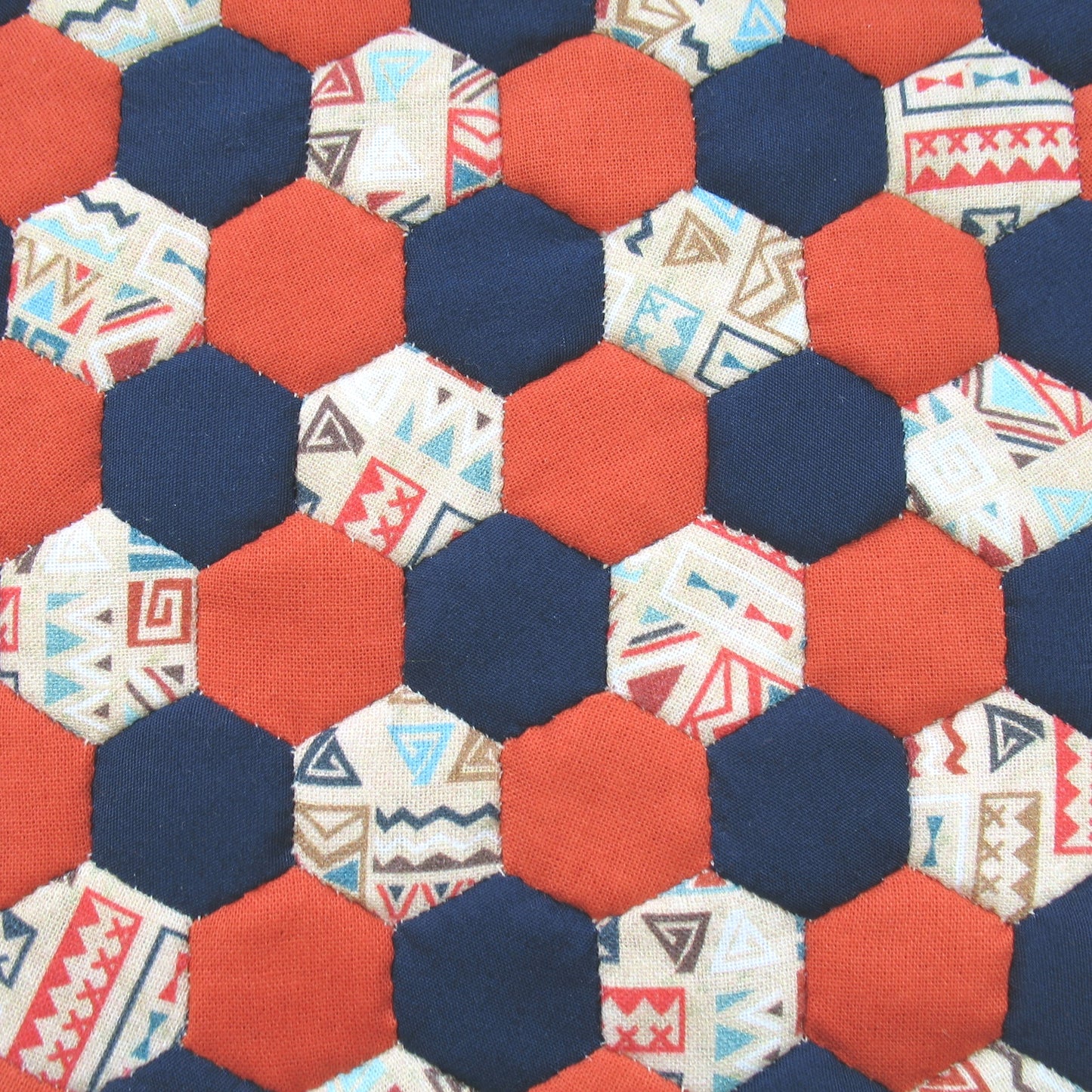 Orange and Blue Double Quilt and Pillows for 1:12 Dollhouse