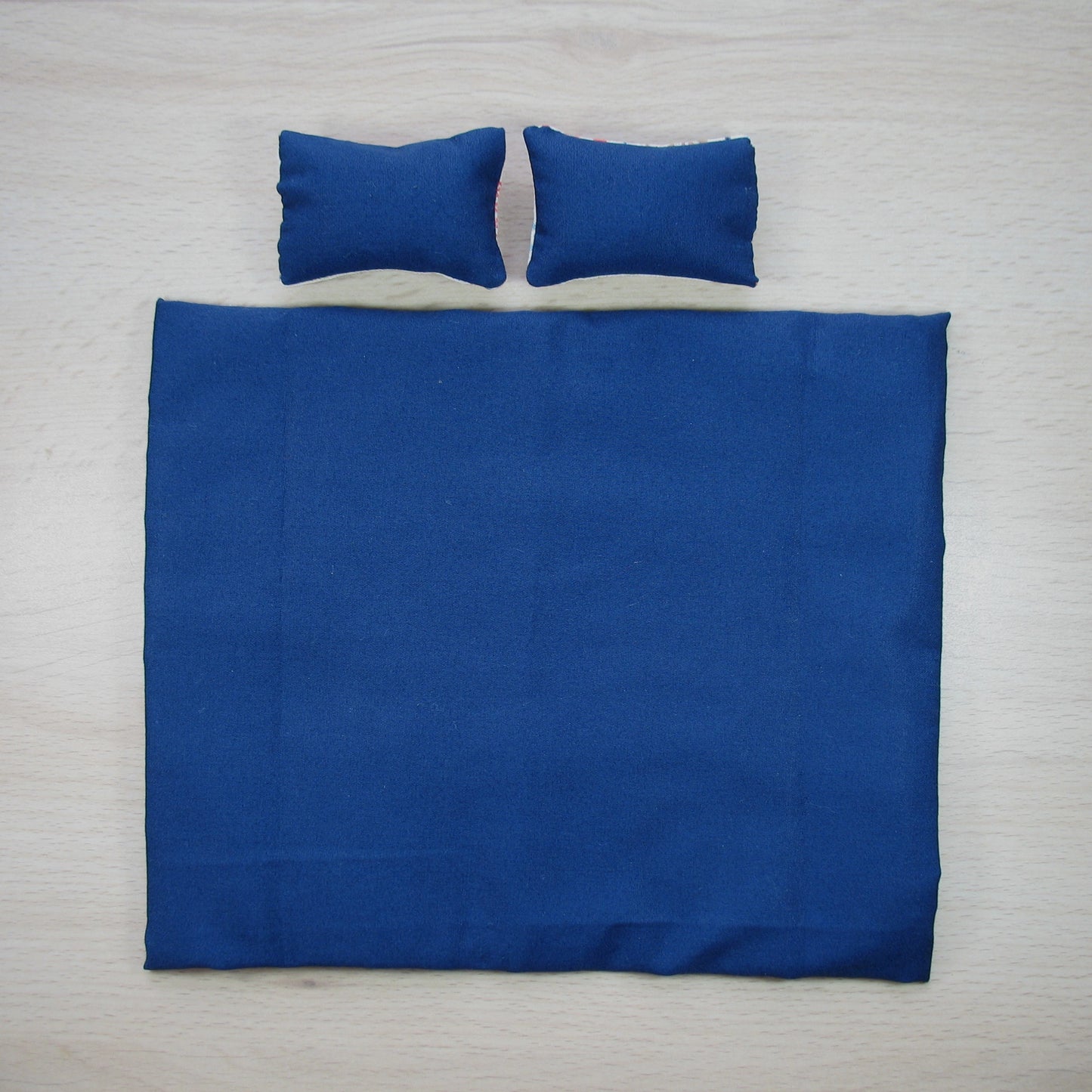 Orange and Blue Double Quilt and Pillows for 1:12 Dollhouse
