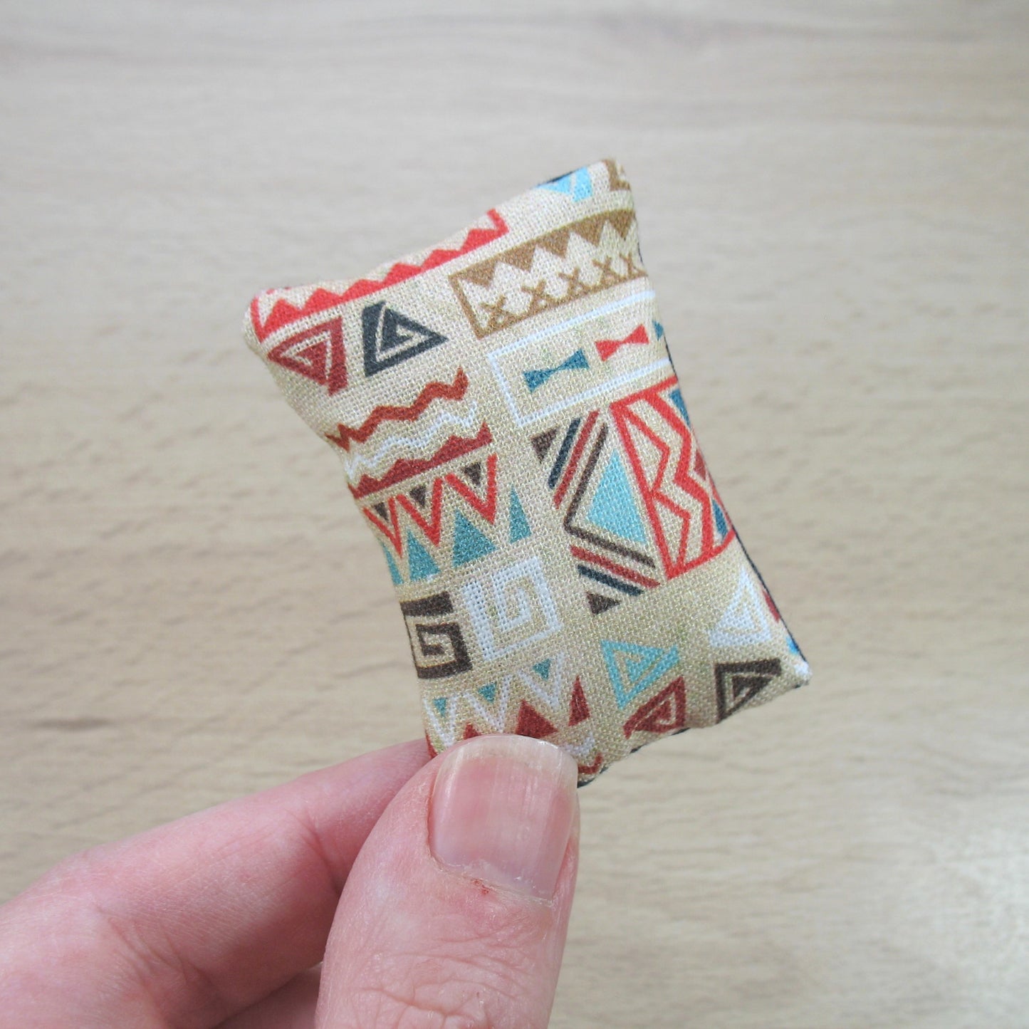 Orange and Blue Double Quilt and Pillows for 1:12 Dollhouse
