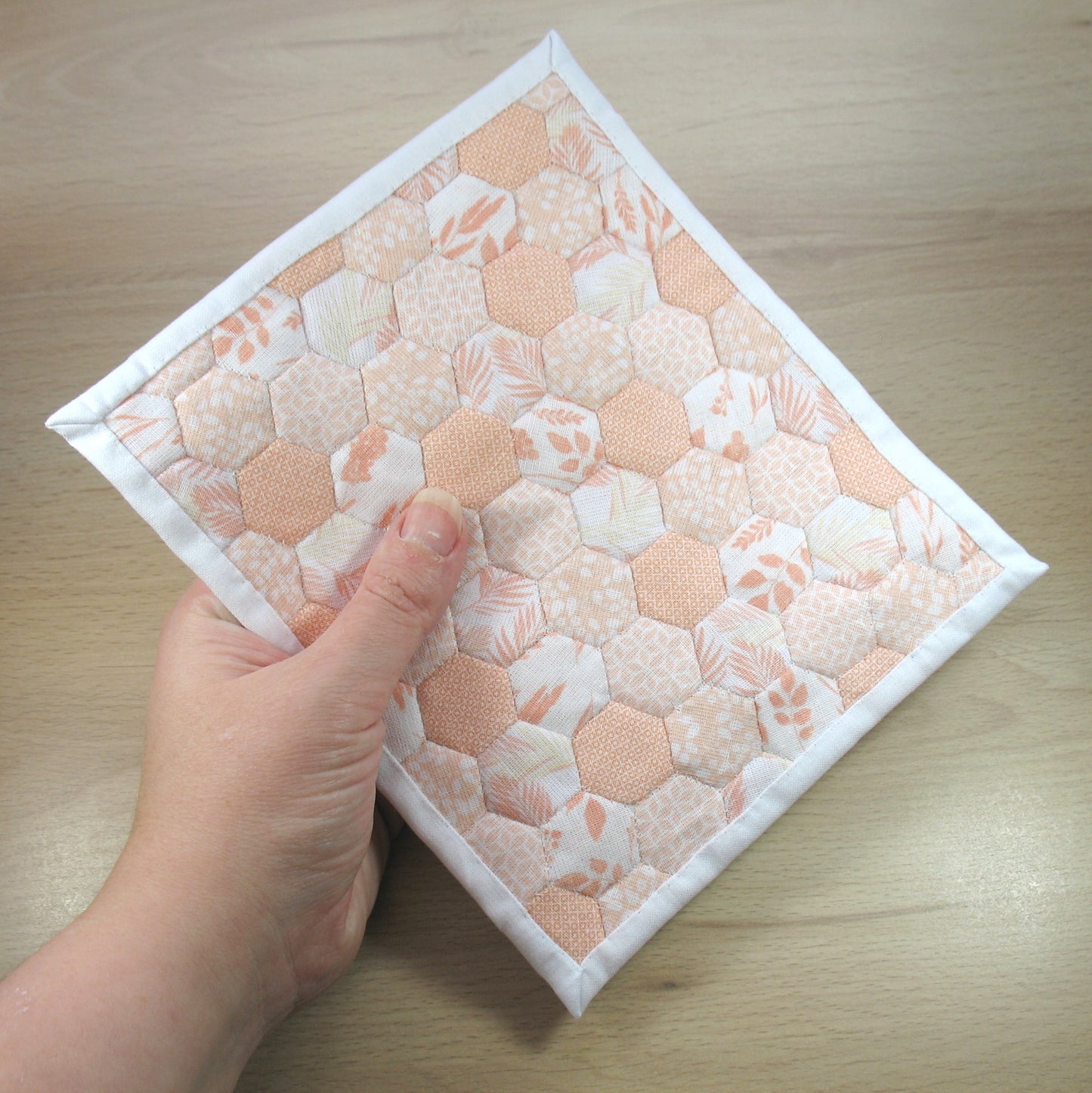 Peach Double Quilt and Pillows for 1:12 Dollhouse