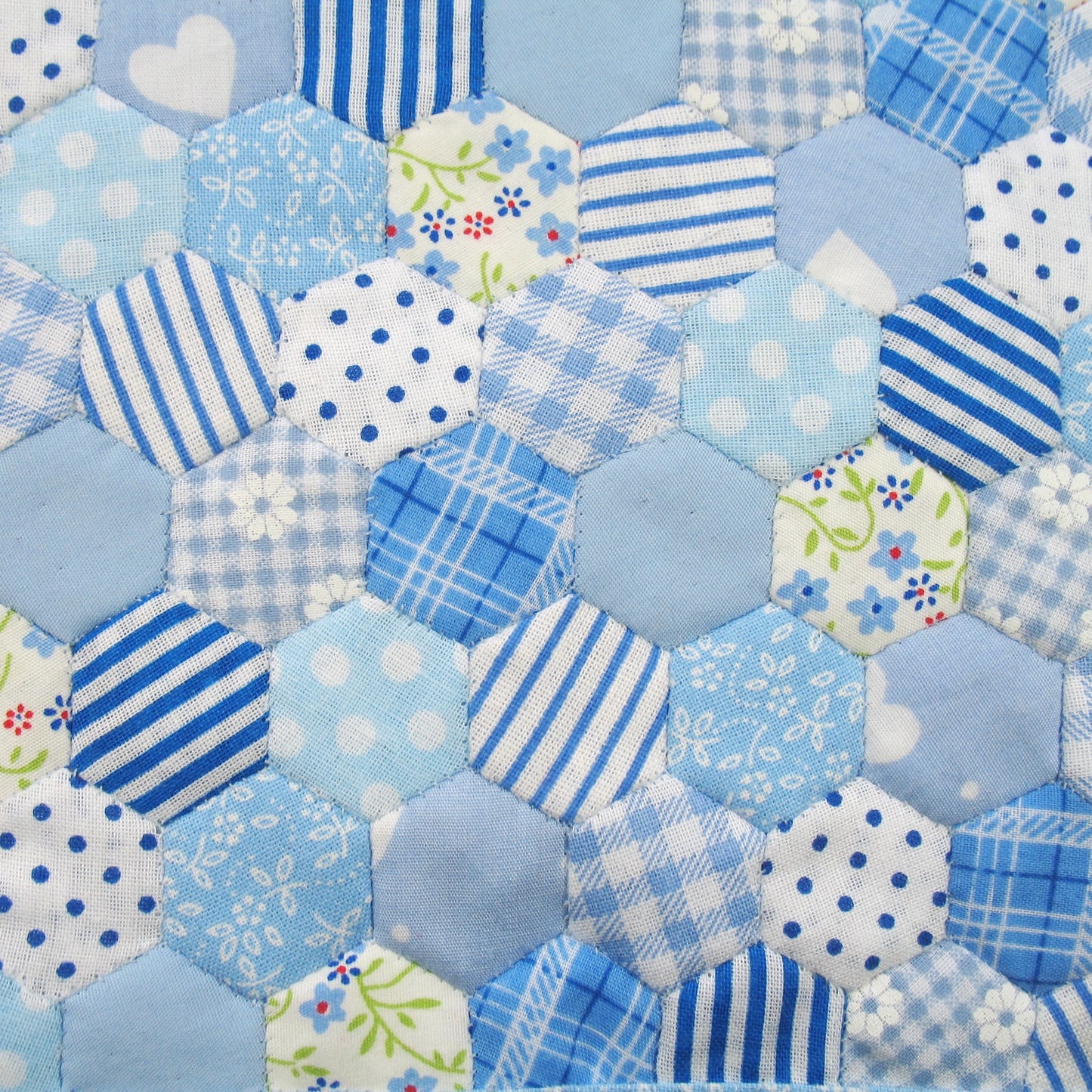 Blue Double Quilt and Pillows for 1:12 Dollhouse