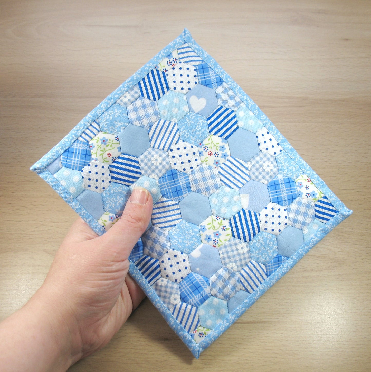 Blue Double Quilt and Pillows for 1:12 Dollhouse