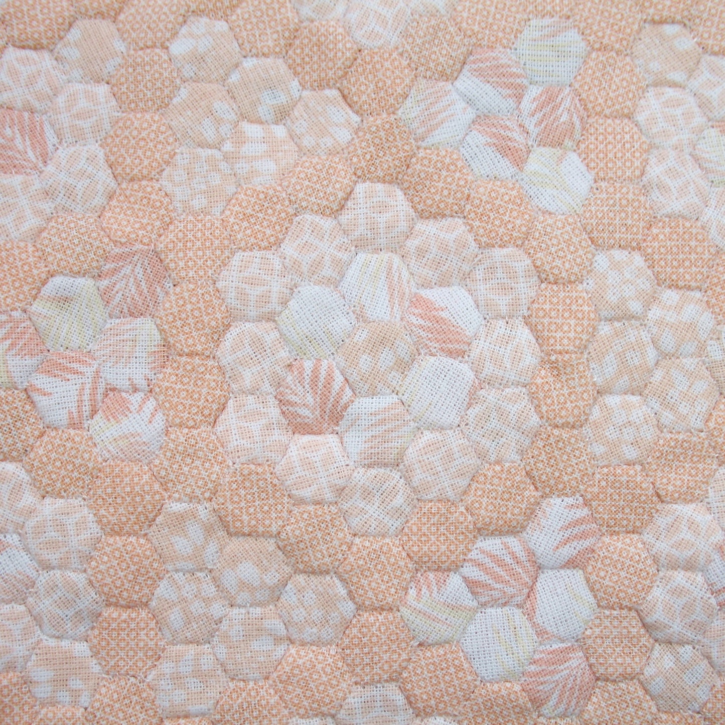 Peachy Hexies Double Quilt and Pillows for 1:12 Dollhouse