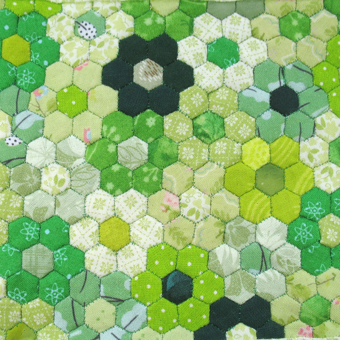 Green Flowers Double Quilt and Pillows for 1:12 Dollhouse