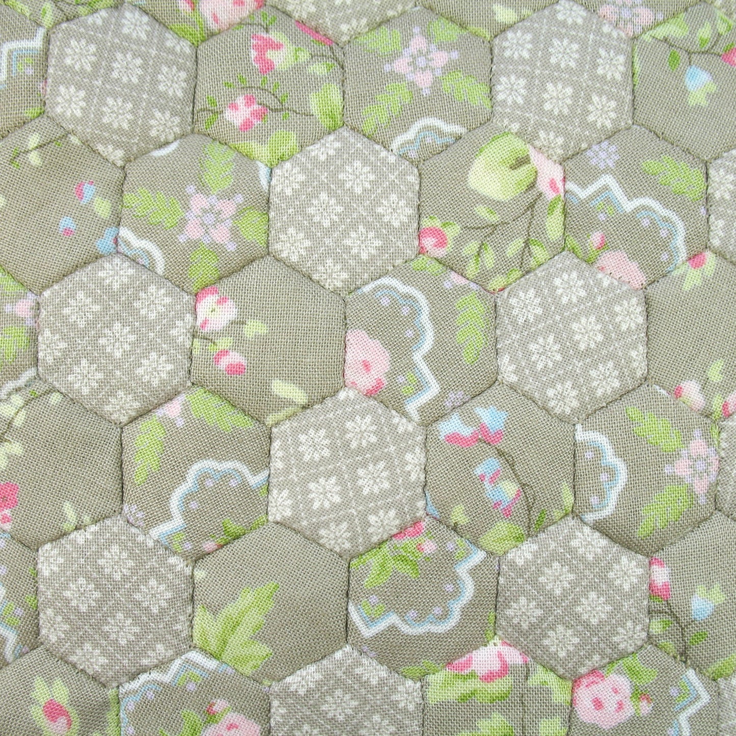 Grey Hexies Single Quilt and Pillows for 1:12 Dollhouse