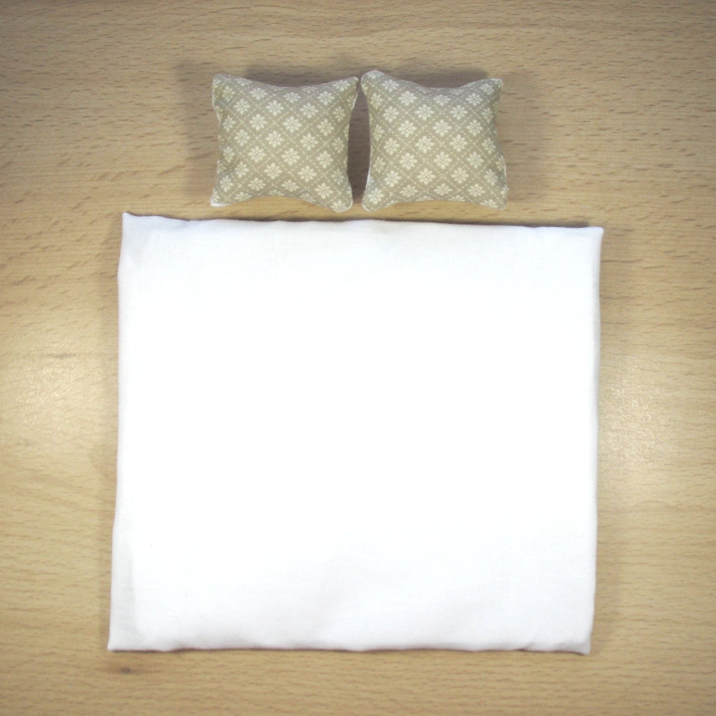 Grey Hexies Single Quilt and Pillows for 1:12 Dollhouse