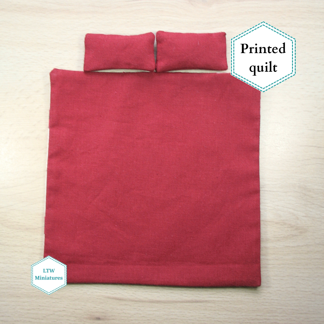 Red and Cream Log Cabin Printed Quilt