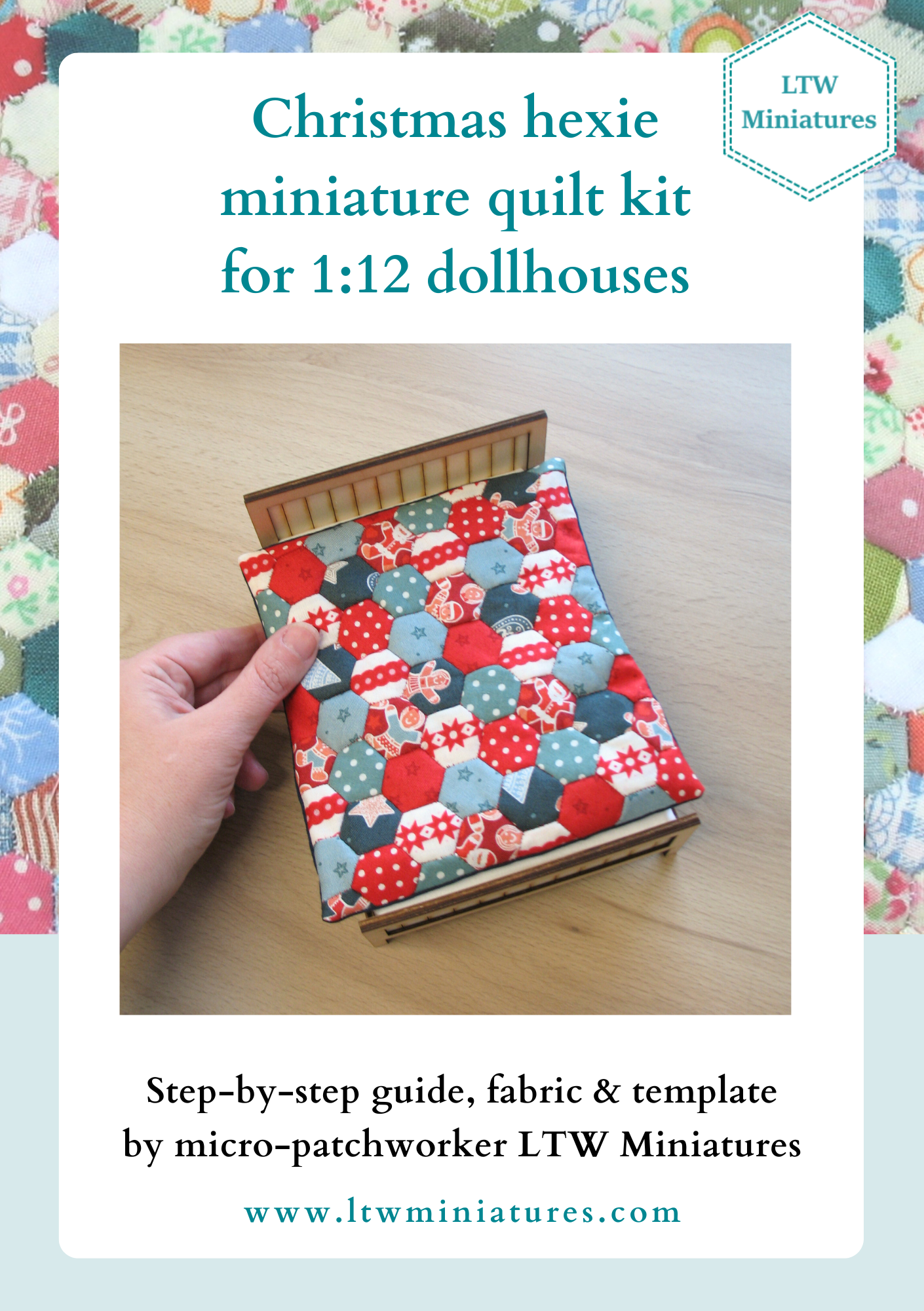 Christmas Scrappy Hexies 1:12 Quilt Kit