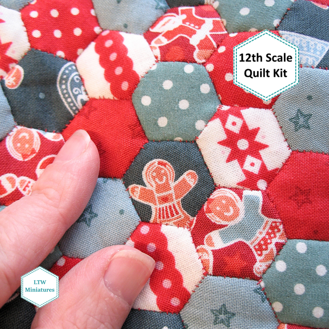 Christmas Scrappy Hexies 1:12 Quilt Kit