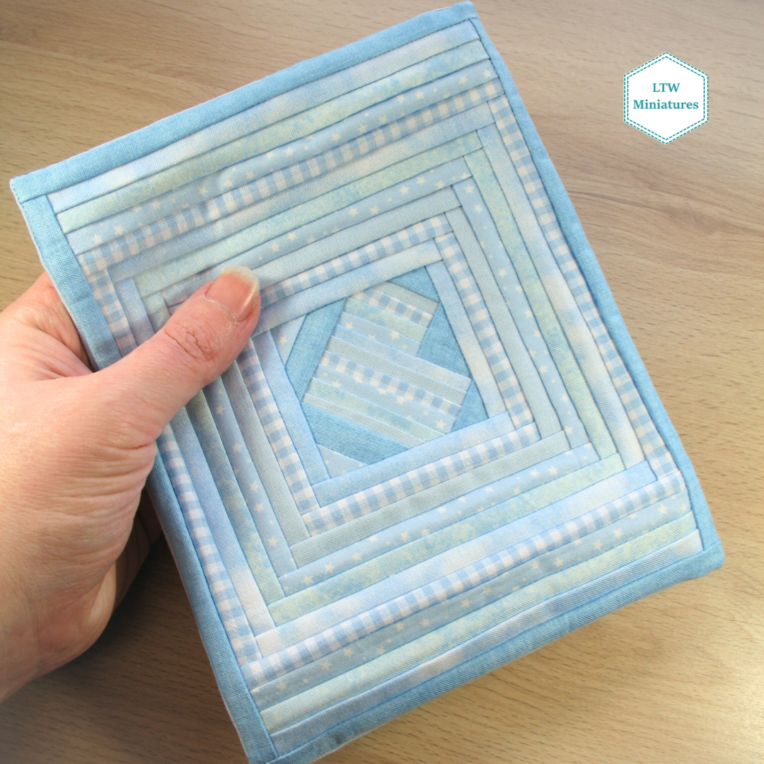 Blue Heart Dollhouse Miniature Quilt - 1:12 Scale