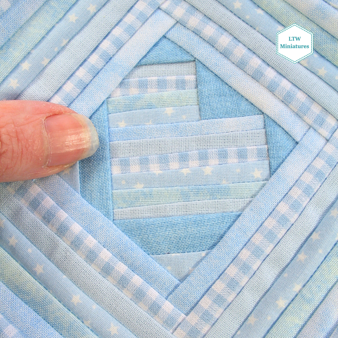 Blue Heart Dollhouse Miniature Quilt - 1:12 Scale