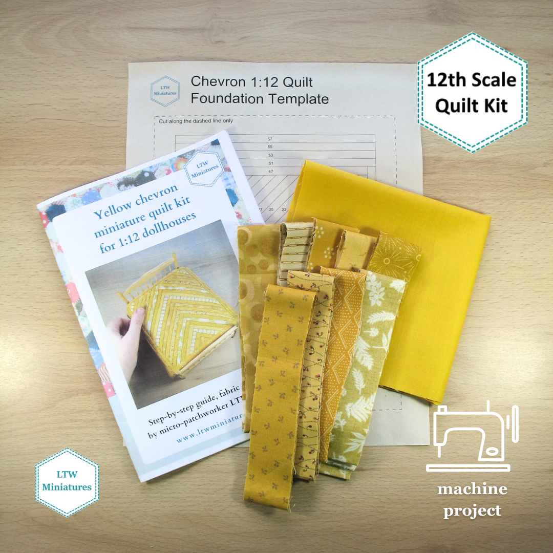Mustard Yellow Chevron 1:12 Mini Quilt Kit