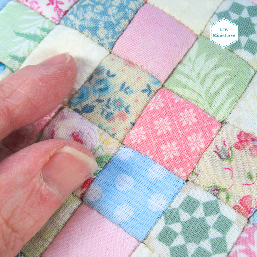 Pastel Diamonds Single Quilt and Pillows for 1:12 Dollhouse