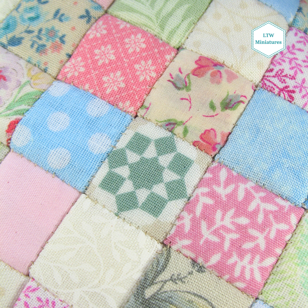 Pastel Diamonds Single Quilt and Pillows for 1:12 Dollhouse