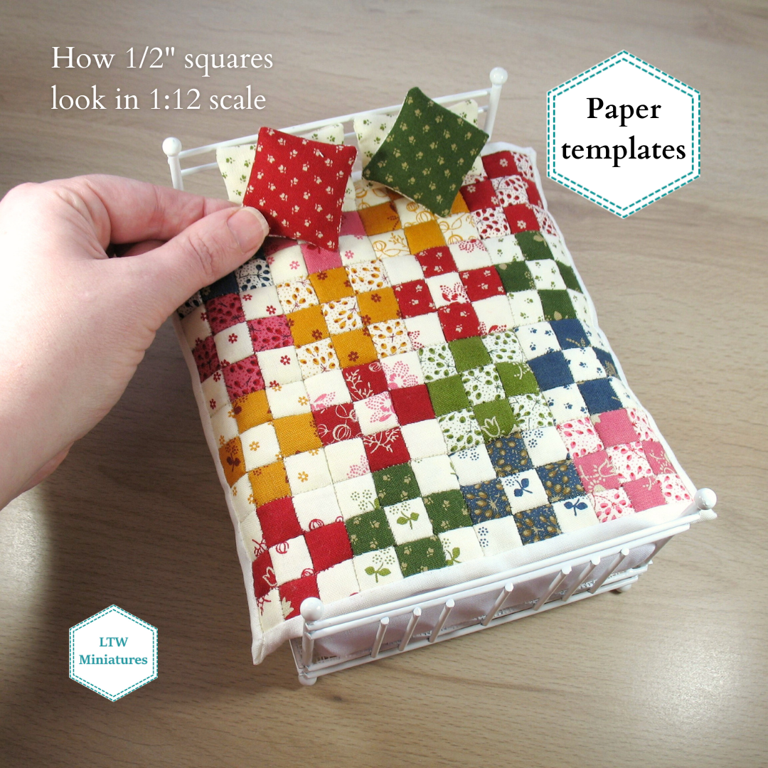 SQUARES English paper piecing templates for making dollhouse quilts