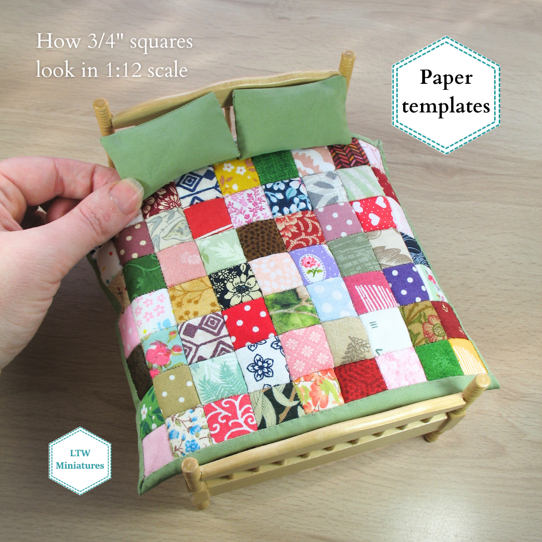 SQUARES English paper piecing templates for making dollhouse quilts