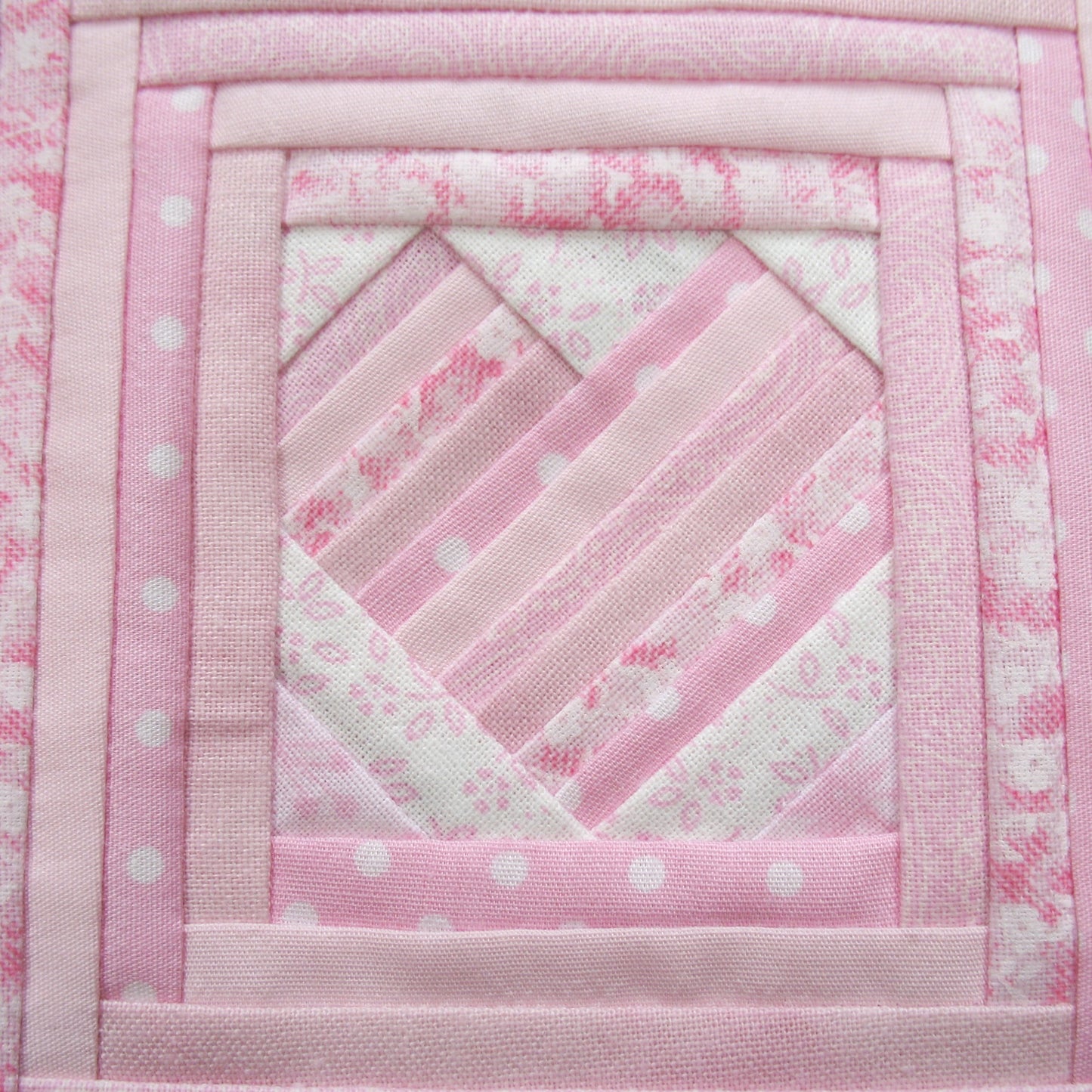 Pastel Pink Heart Double Quilt and Pillows for 1:12 Dollhouse