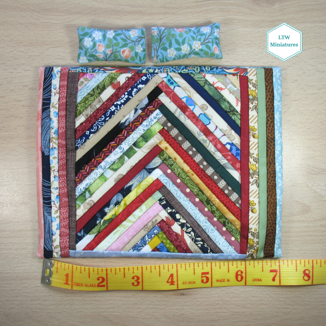 Scrappy Chevron Dollhouse Miniature Quilt - 1:12 Scale