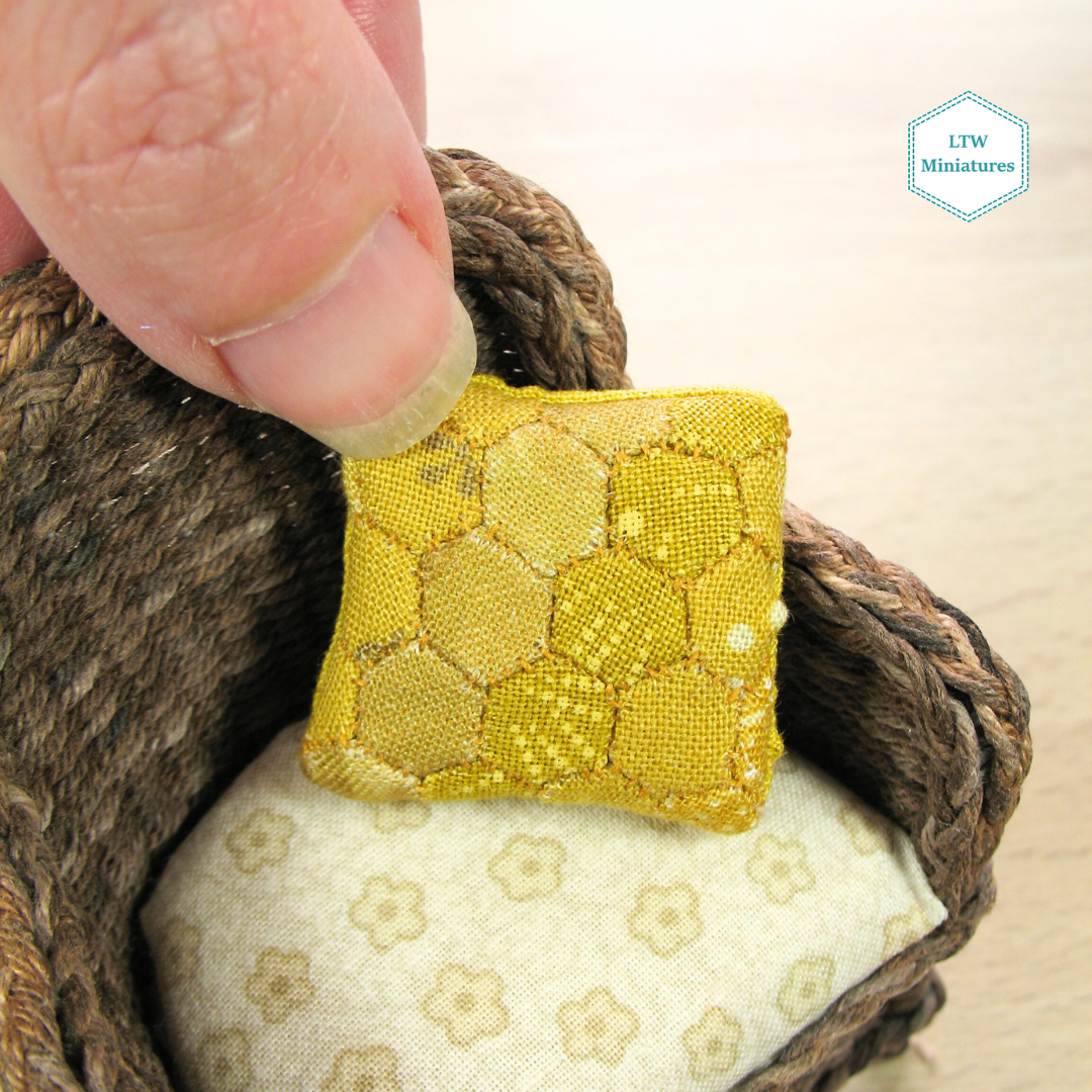 Mustard Yellow Hexie Cushion for 1:12 Dollhouse