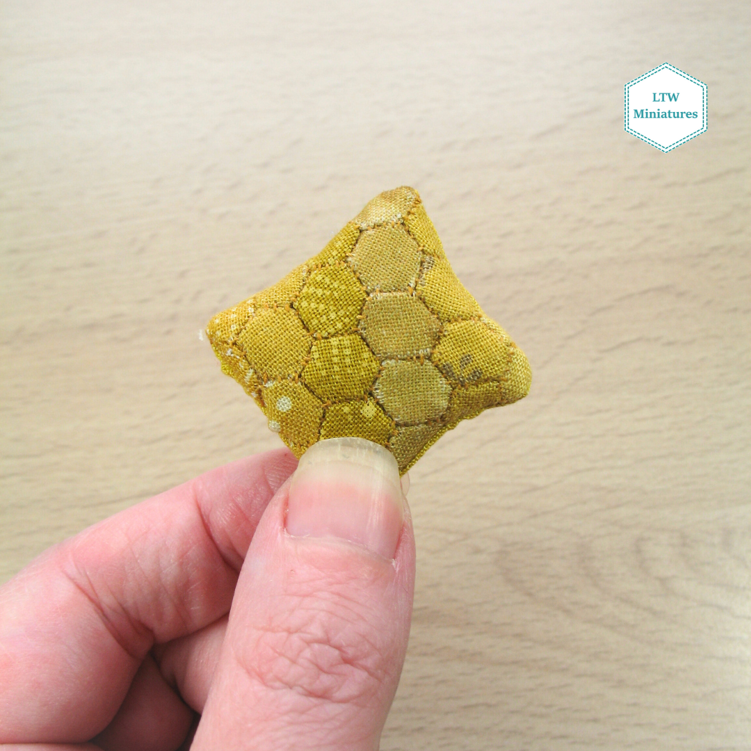 Mustard Yellow Hexie Cushion for 1:12 Dollhouse