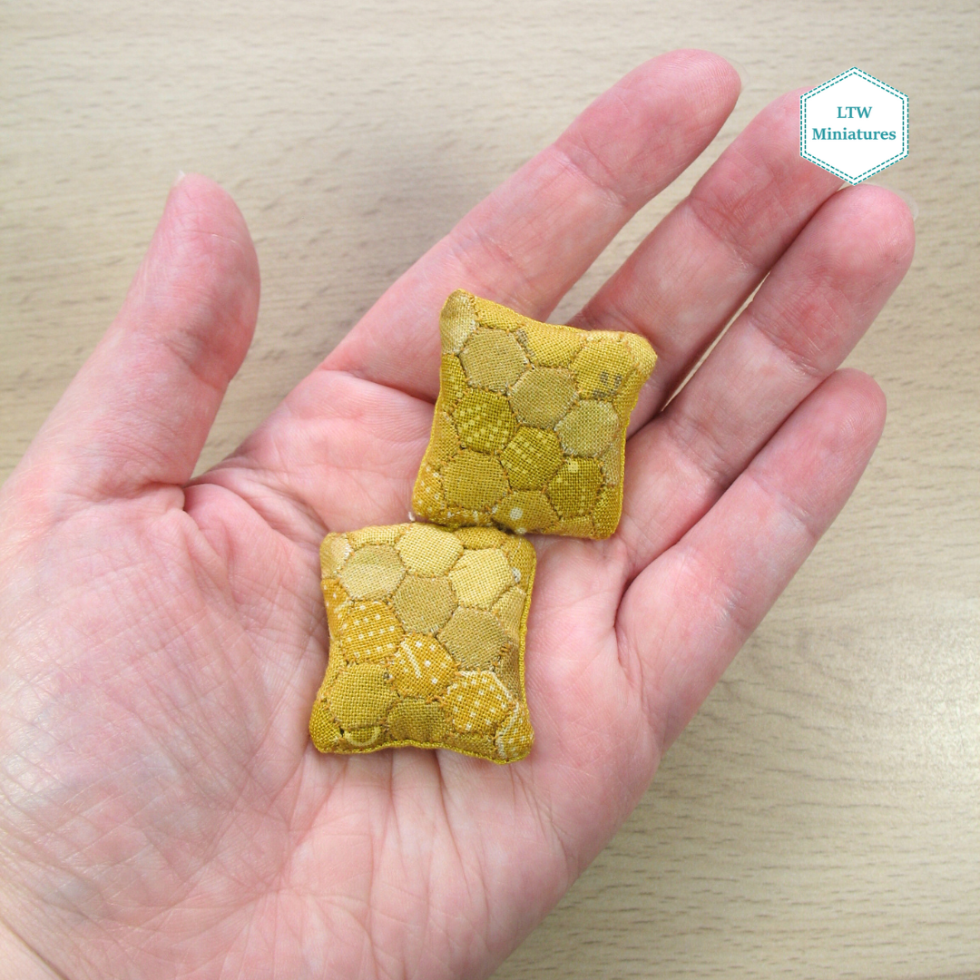 Mustard Yellow Hexie Cushion for 1:12 Dollhouse