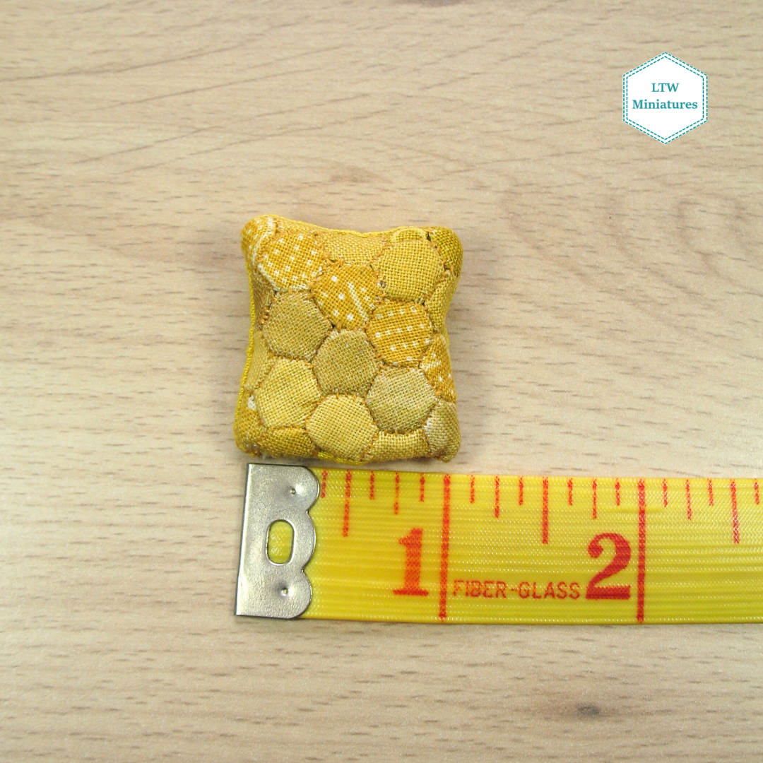 Mustard Yellow Hexie Cushion for 1:12 Dollhouse