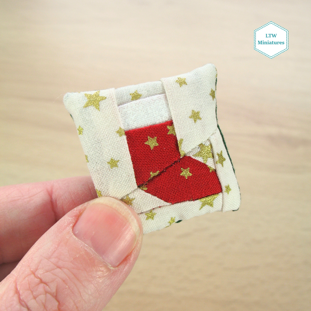 Christmas Stocking Patchwork Cushion for 1:12 Dollhouse