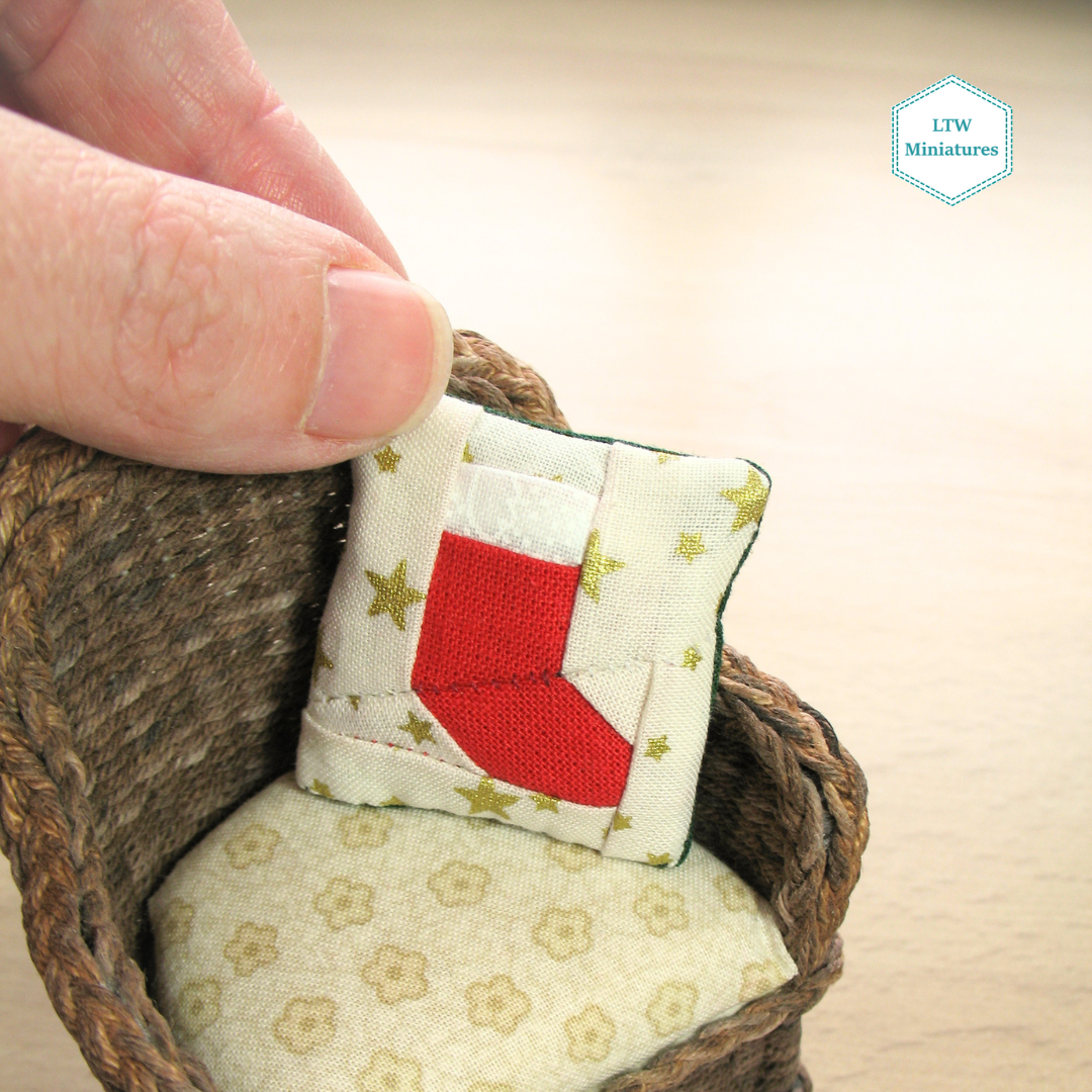 Christmas Stocking Patchwork Cushion for 1:12 Dollhouse