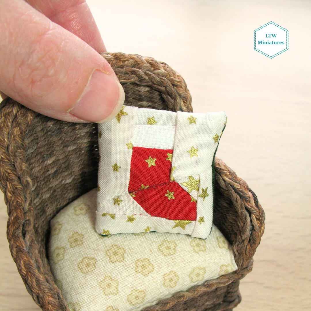 Christmas Stocking Patchwork Cushion for 1:12 Dollhouse
