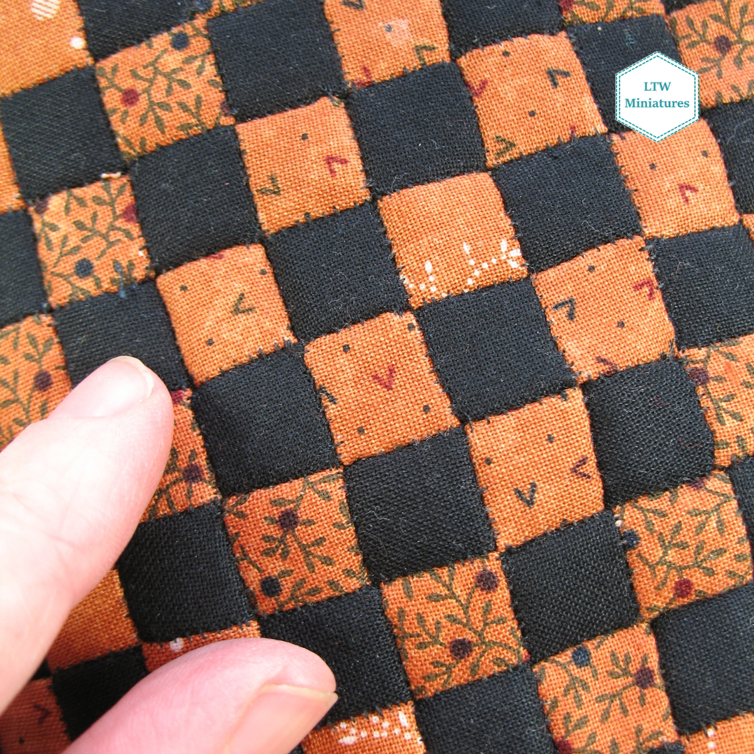 Halloween Checkers Single Quilt and Pillows for 1:12 Dollhouse