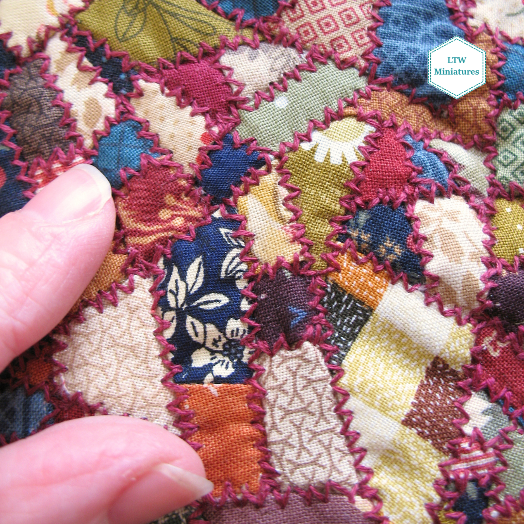 Victorian Crazy Quilt - Single Quilt and Pillows for 1:12 Dollhouse