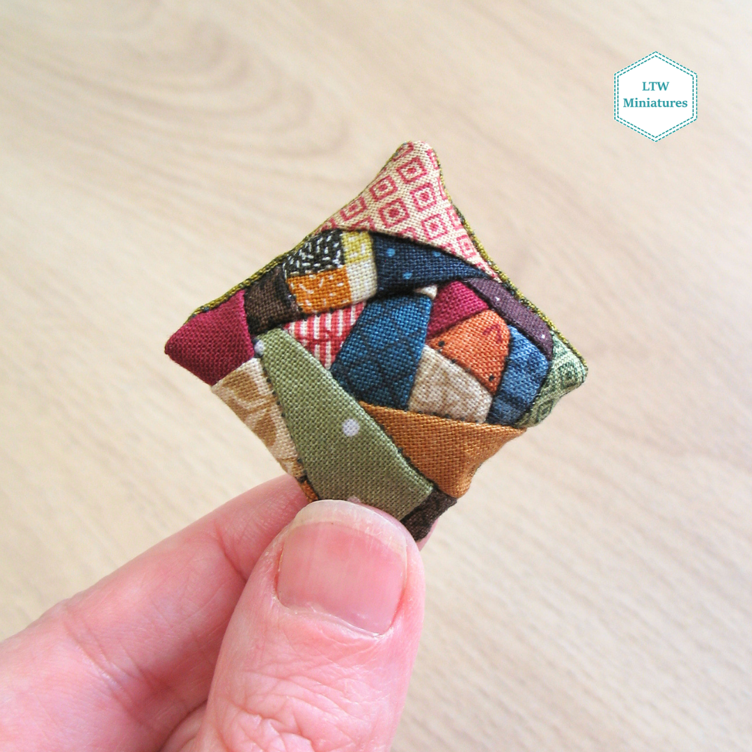 Victorian Crazy Patchwork Cushion for 1:12 Dollhouse