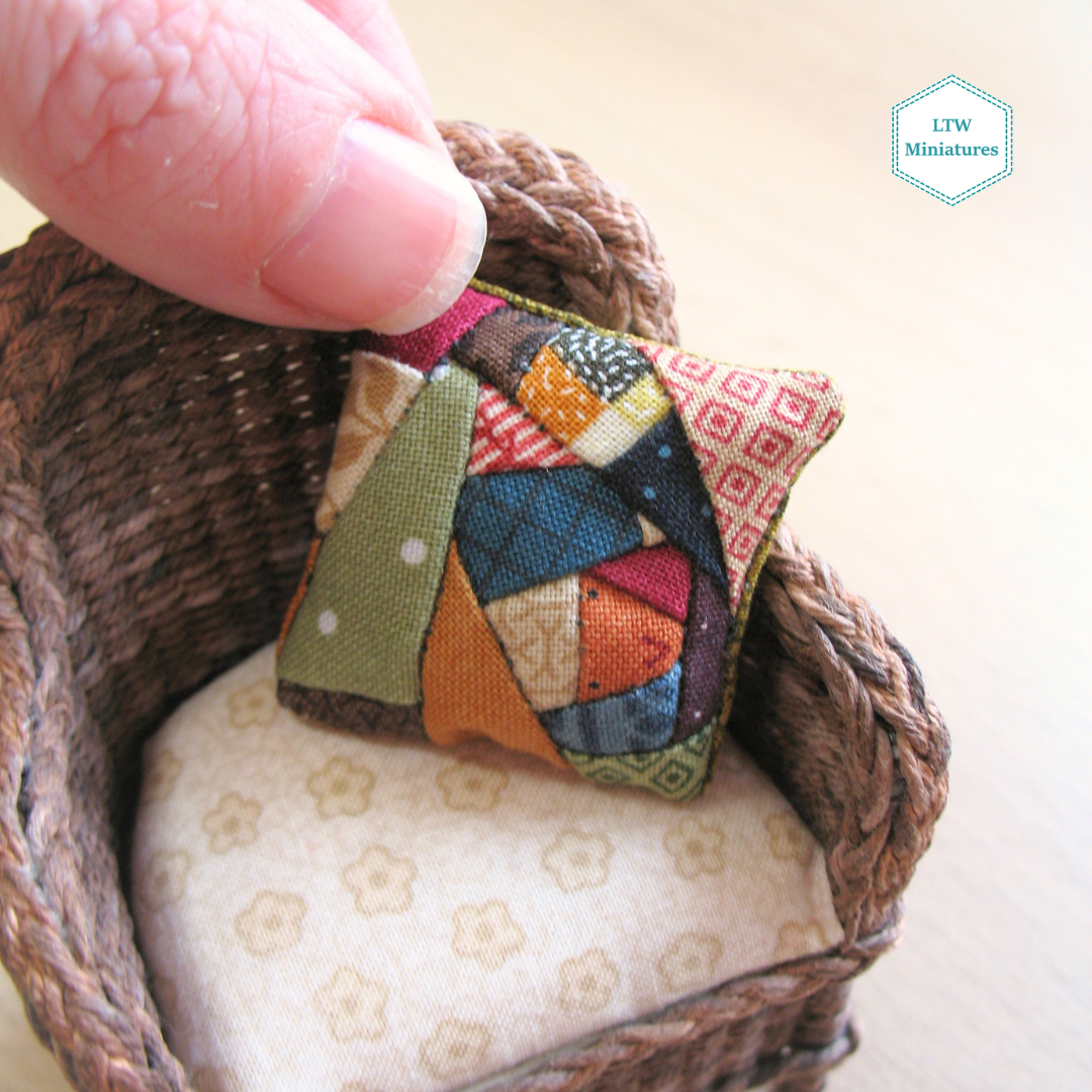 Victorian Crazy Patchwork Cushion for 1:12 Dollhouse