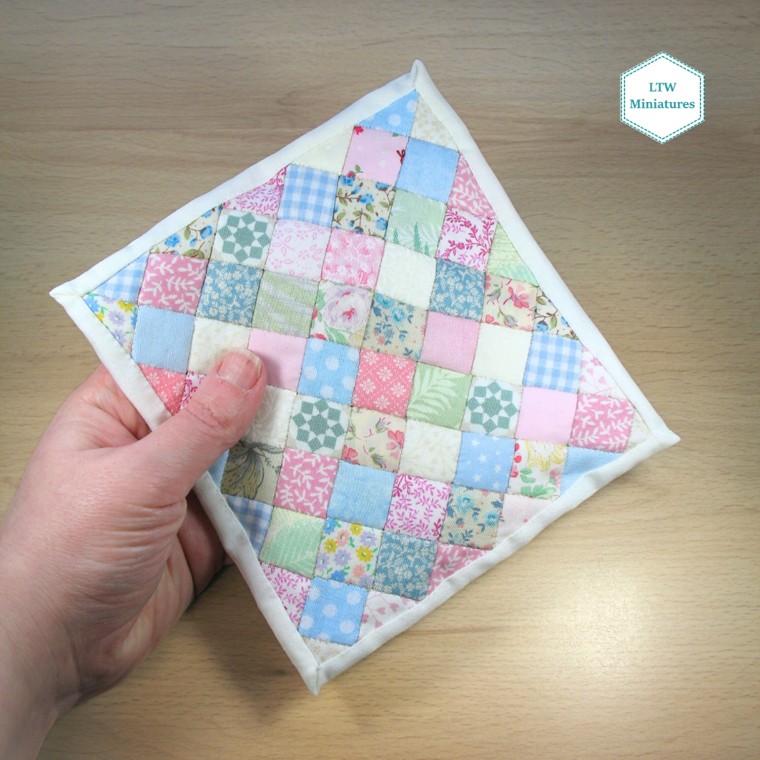 Pastel Diamonds Single Quilt and Pillows for 1:12 Dollhouse