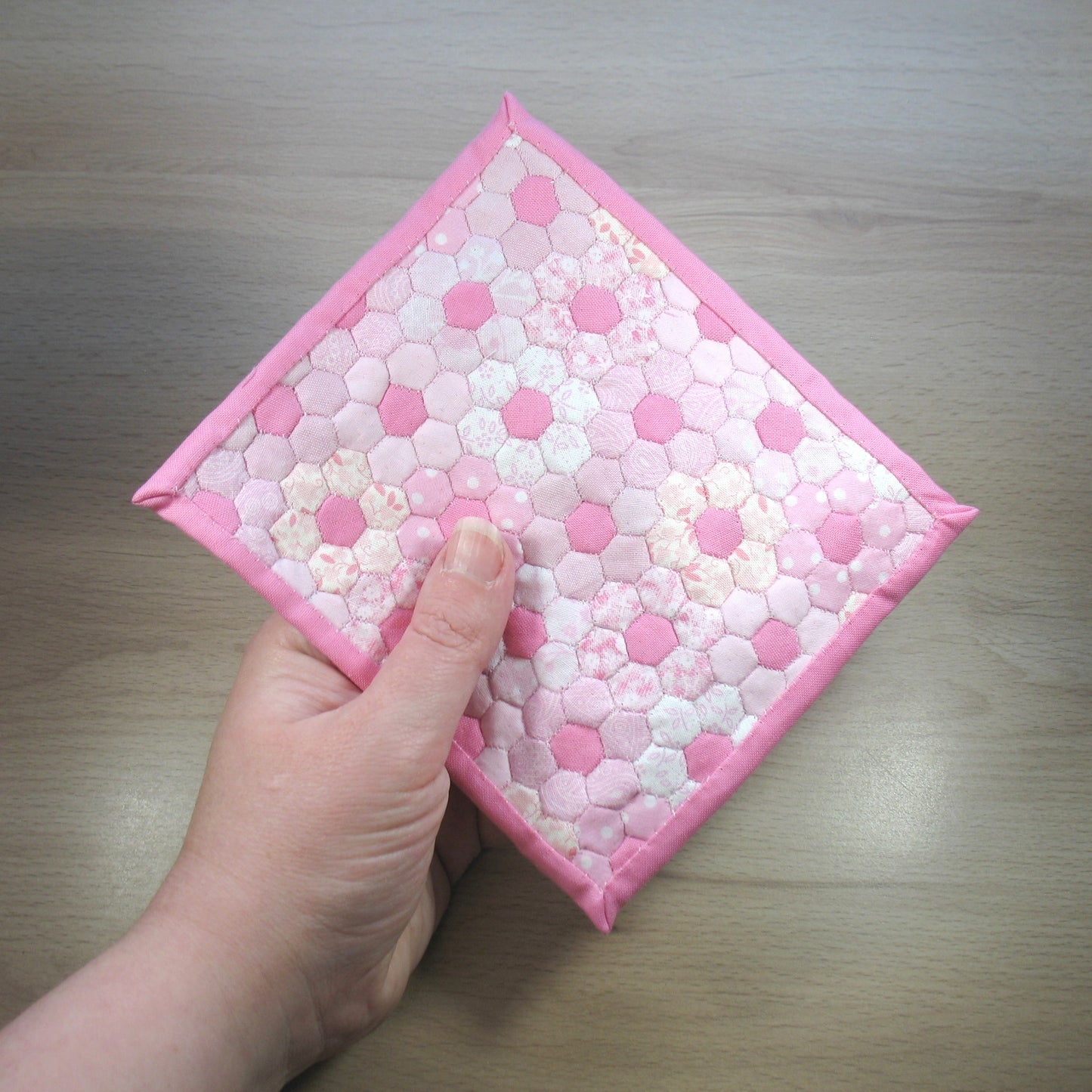 Pink Flowers Single Quilt and Pillows for 1:12 Dollhouse