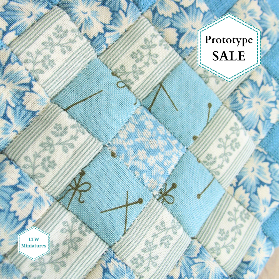 Prototype SALE - Duck Egg Blue Squares Dollhouse Quilt