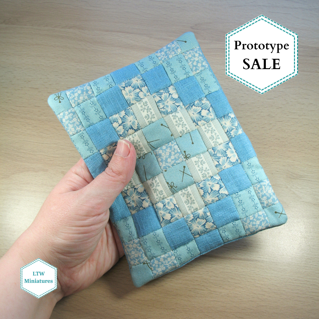 Prototype SALE - Duck Egg Blue Squares Dollhouse Quilt