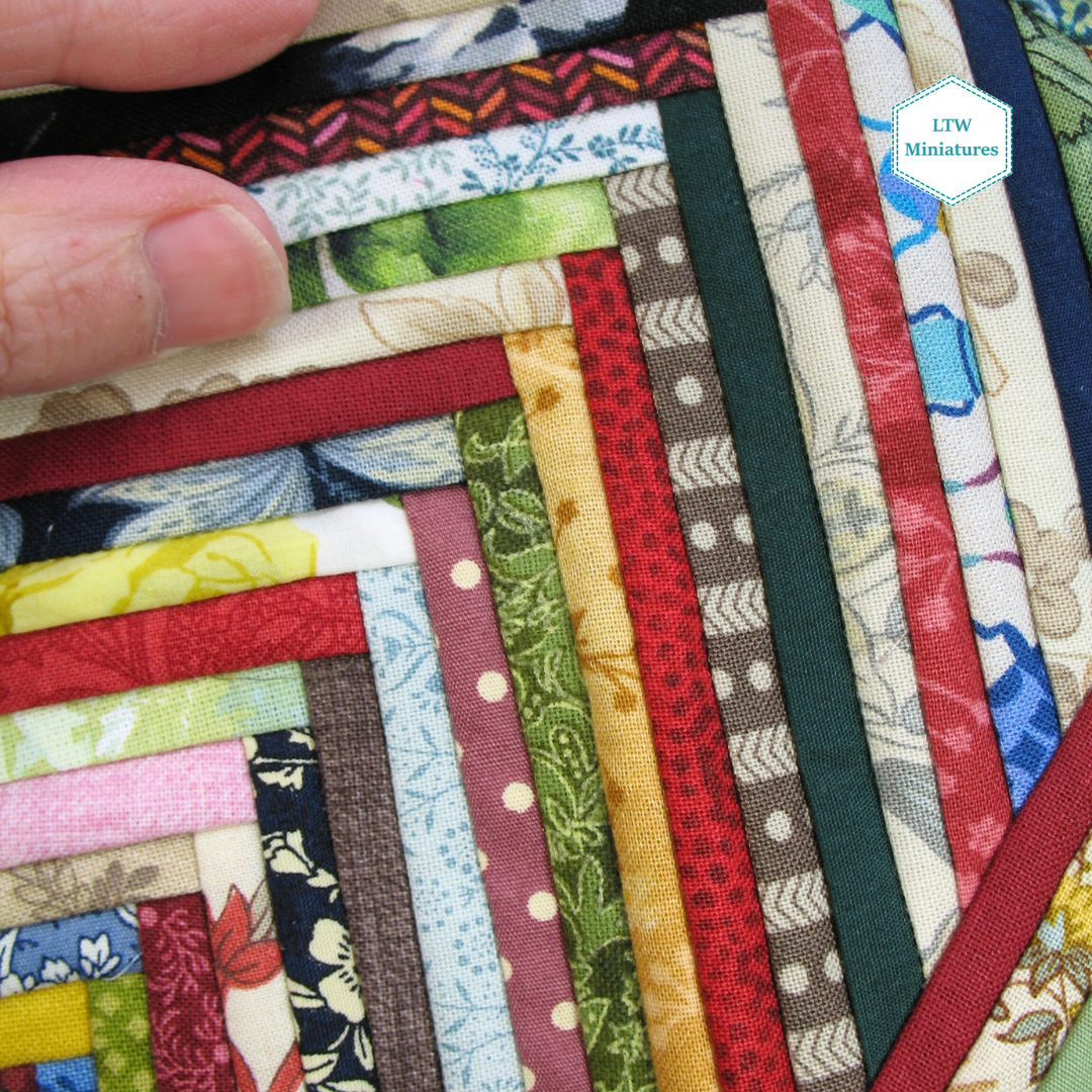 Scrappy Chevron Dollhouse Miniature Quilt - 1:12 Scale
